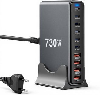OEM Cargador Usb-c De 730 W, Estaci&oacute;n De Carga Gan Iii De 10 Puertos, Adaptador De Ca De Carga R&aacute;pida De 140 W Para Port&aacute;tiles, Fuente De Alimentaci&oacute;n Pd,