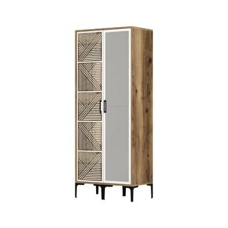 Dmora Dmora - Armario 2 Puertas Mirfak, Muebles De Dormitorio, Vestidor, Armario De Ropa, 80x201h48 Cm, Nogal Y Blanco, Con Embalaje Reforzado