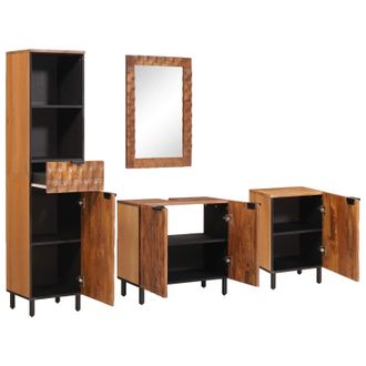 vidaXL Juegos De Ba&ntilde;o Con Caj&oacute;n 4 Pcs Madera De Acacia Marr&oacute;n Vidaxl