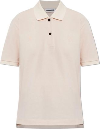 Jil Sander Polo Shirt met Geborduurd Logo - Dames - Polos - Roze - XL - Katoen - Tops