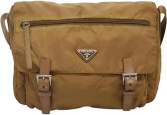 Prada Pre-owned Cross Body Bags, female, Brown, Size: ONE SIZE Pre-owned Vintage Nylon Shoulder Bag