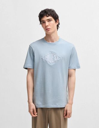 HUGO BOSS Mens Dalendi Geometric Logo T-Shirt - Blue - Size: 40