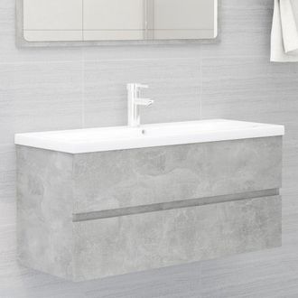 Berkfield Home Sink Cabinet with Built-in Basin Concrete Grey Engineered Wood