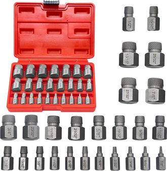 OEM Extractor De Tornillos Rotos Da&ntilde;ados (25 Piezas) Y Esp&aacute;rragos Para Zurdos, Ideal Para Todas Tus Reparaciones