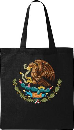 Generic Coat Of Arms Of Mexico Natural Ecological Cotton Tote Bag Black