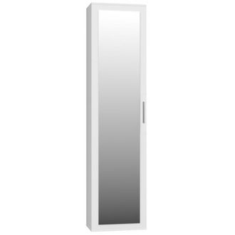 Hucoco Atara - Armario Recibidor Con Espejo Grande - 180x50x35 Cm - Dos Baldas + Barra Para Colgar - Mueble De Entrada