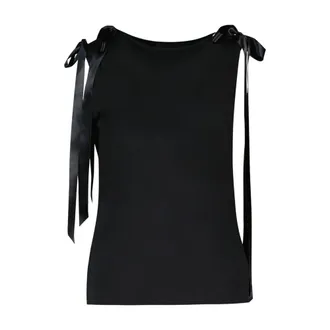 Simone Rocha Ribbon-Tie Detail Tank Top - Black