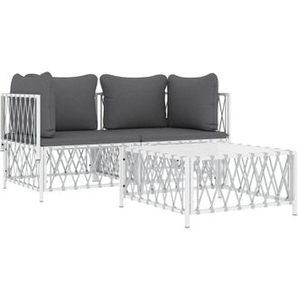 vidaXL Juego De Muebles De Jard&iacute;n 3 Piezas Con Cojines Acero Blanco Vidaxl