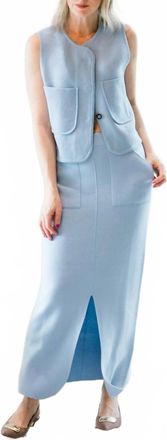 Allude Rd Button Front Vest In Sky Sailor