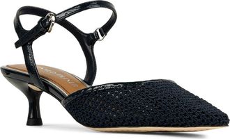 Donald J Pliner Ankle Strap Pointed Toe Kitten Heel Pump in Navy at Nordstrom, Size 5.5