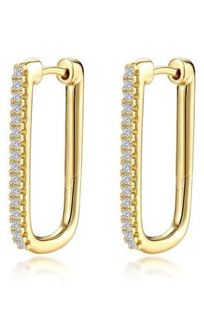 Lafonn Pav&eacute; Simulated Diamond Rectangular Hoop Earrings in Gold at Nordstrom