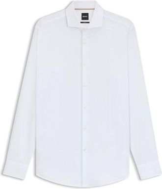 BOSS Slim-fit shirt in micro-structured Italian cotton