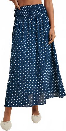 Wishlist Polka Dot Midi Skirt In Navy