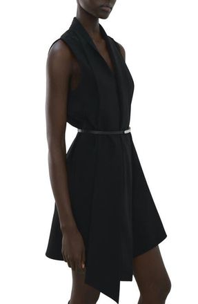Mango Scarf Neck Belted Minidress in Black at Nordstrom, Size 4