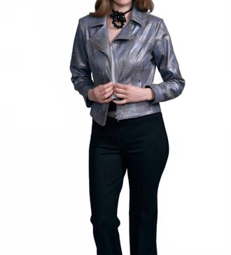 Insight Printed Vegan Leather Zip Up Jacket In Liquid Dusk