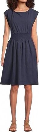 Mod-o-doc Short Dolman Smocked Waist Mini Dress In Vibrant Navy