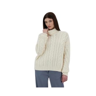 Herno Elegante Zwanen Jas - Dames - Coltruien - Beige - S - Truien & Vesten