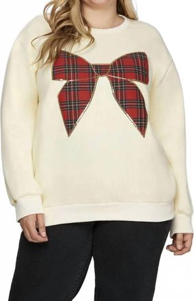 She + Sky Bow Crewneck Sweater - Plus In Cream