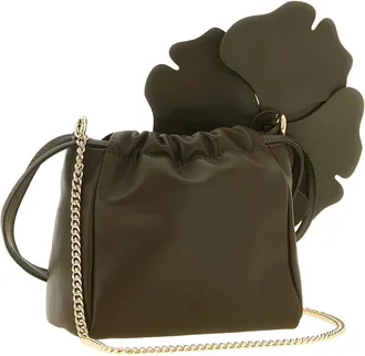Pinko Flower Leather Clutch - Olive Green