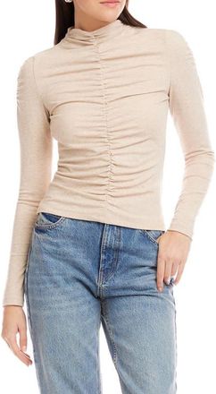 Fifteen Twenty Selena Ruched Rib Top in Oatmeal at Nordstrom, Size X-Small