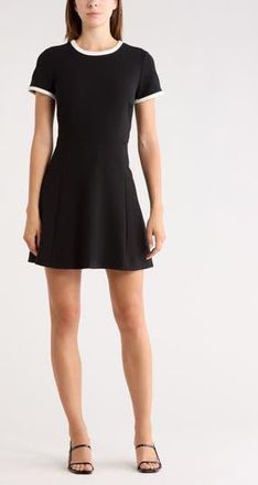 French Connection Ringer Trim Skater Minidress in Black at Nordstrom Rack, Size 12