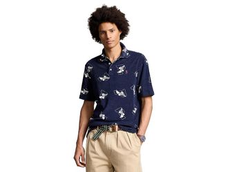 Polo Ralph Lauren Classic Fit P-Wing Terry Polo Shirt Mens Short Sleeve Knit Cruise Navy P-Wing Toss : MD, Cotton/Polyester