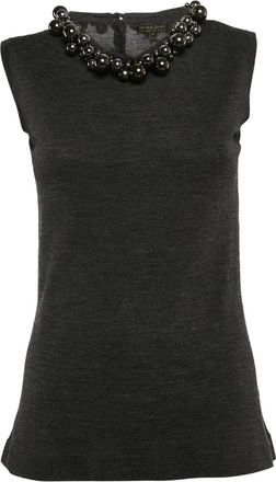 Burberry beaded-neck wool top - Grey