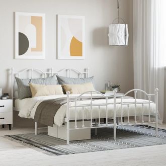 Berkfield Home Metal Bed Frame with Headboard & Footboard White 140x190 cm