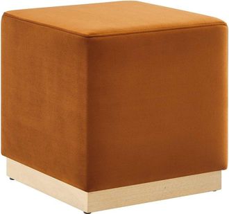 ModWay Tilden 17In Square Performance Velvet Upholstered Ottoman
