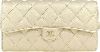 Chanel Metallic Gold Leather Long Wallet (Bi-Fold) (Pre-Owned)