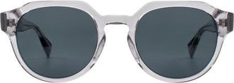 AllSaints Roman 50mm Round Sunglasses in Crystal Light Grey at Nordstrom