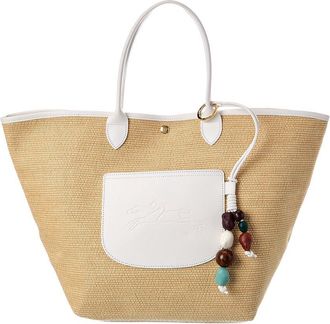 Longchamp Le Pliage Collection Medium Raffia Basket Bag