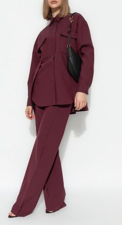 Ferragamo Loose-fitting Shirt With A Striped Pattern, Womens, Burgundy