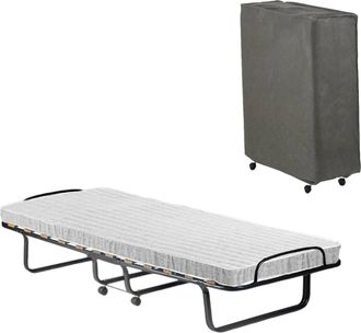 Talamo Italia Talamo Italia - Cama Plegable Dparis, Cama Plegable Con Somier De 12 L&aacute;minas, Colch&oacute;n Incluido, Cama Que Ahorra Espacio, 100% Made In Italy, 80x190h37