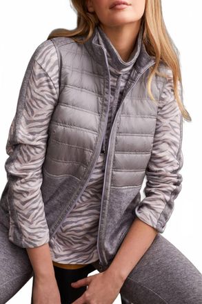 Tribal Mix Media Zip Up Vest In Grey Mix
