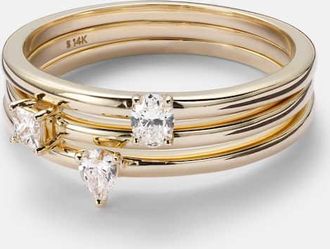 Stone and Strand Anello in oro 14kt con diamanti