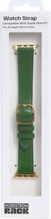 Nordstrom Rack Leather Apple Watch Watchband in Forest Green- Gold at Nordstrom Rack