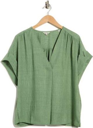 Max Studio V-Neck Short Sleeve Shirt in Heather Grass at Nordstrom Rack, Size 2X