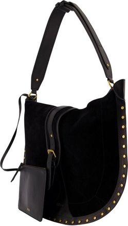 Isabel Marant Womens Oskan Soft Shoulder Bag - Isabel Marant Leather Black Calfskin Shoulder-Hobo-Bags