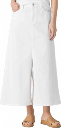 Eileen Fisher Garment-Dyed Denim A-Line Skirt In White