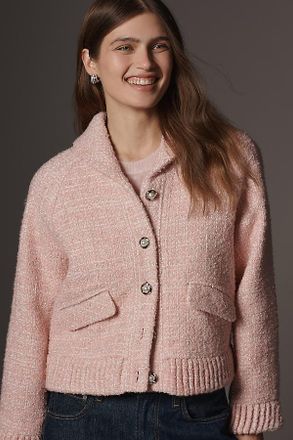 endless rose Collared Embellished Tweed Jacket