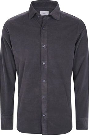 Tintoria Mattei Small Rib Fluweelhemd - Heren - Overhemden - Zwart - Maat: 3XL Katoen