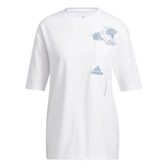 adidas (WMNS) adidas Floral Pocket T-Shirt White Blue H62373