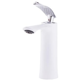 OEM Robinet Lavabo - Laiton Zinc - Finition Blanche - Bec Bas - Poign&eacute;e Unique - 12 Cm - 1/2 Pulgada