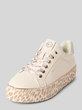 Tamaris Tamaris Low Top Sneaker aus Rindsleder-Textile-Mix in Taupe, Gr&ouml;&szlig;e 37