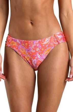 Sunshine 79 Paisley Daze Shirred Bikini Bottoms in Orange Multi at Nordstrom, Size 10
