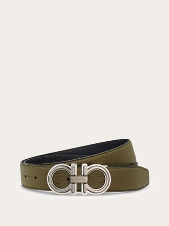 Ferragamo Men Reversible and adjustable Gancini belt Green
