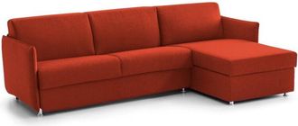 Dmora Sof&aacute; Cama Con Pen&iacute;nsula Pina, Sof&aacute; Esquinero Transformable Para Sal&oacute;n, Acolchado, Desenfundable, Calidad 100% Made In Italy, 260x160 H90 Cm, Naranja -