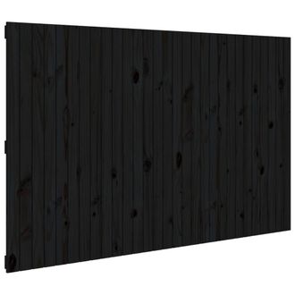 Berkfield Home Wall Headboard Black 185x3x110 cm Solid Wood Pine | Size: 185 x 3 x 110 cm