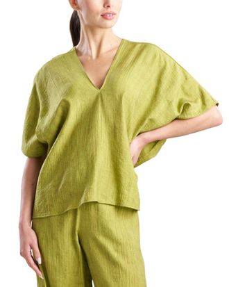 Natori Terra Foil Crinkle Caftan Shirt